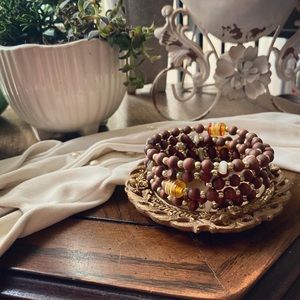 Wood Bracelet with Glass Beads